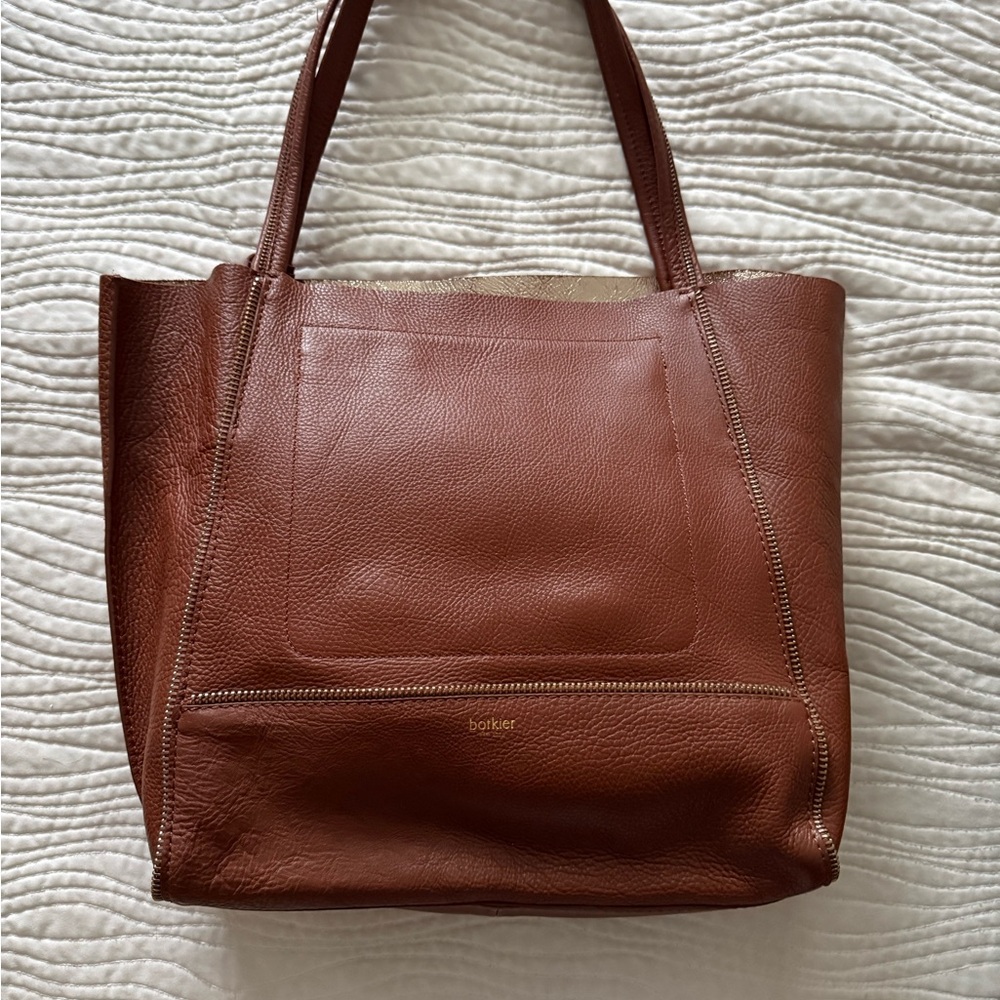 Botkier Chestnut Leather Pebbled Tote